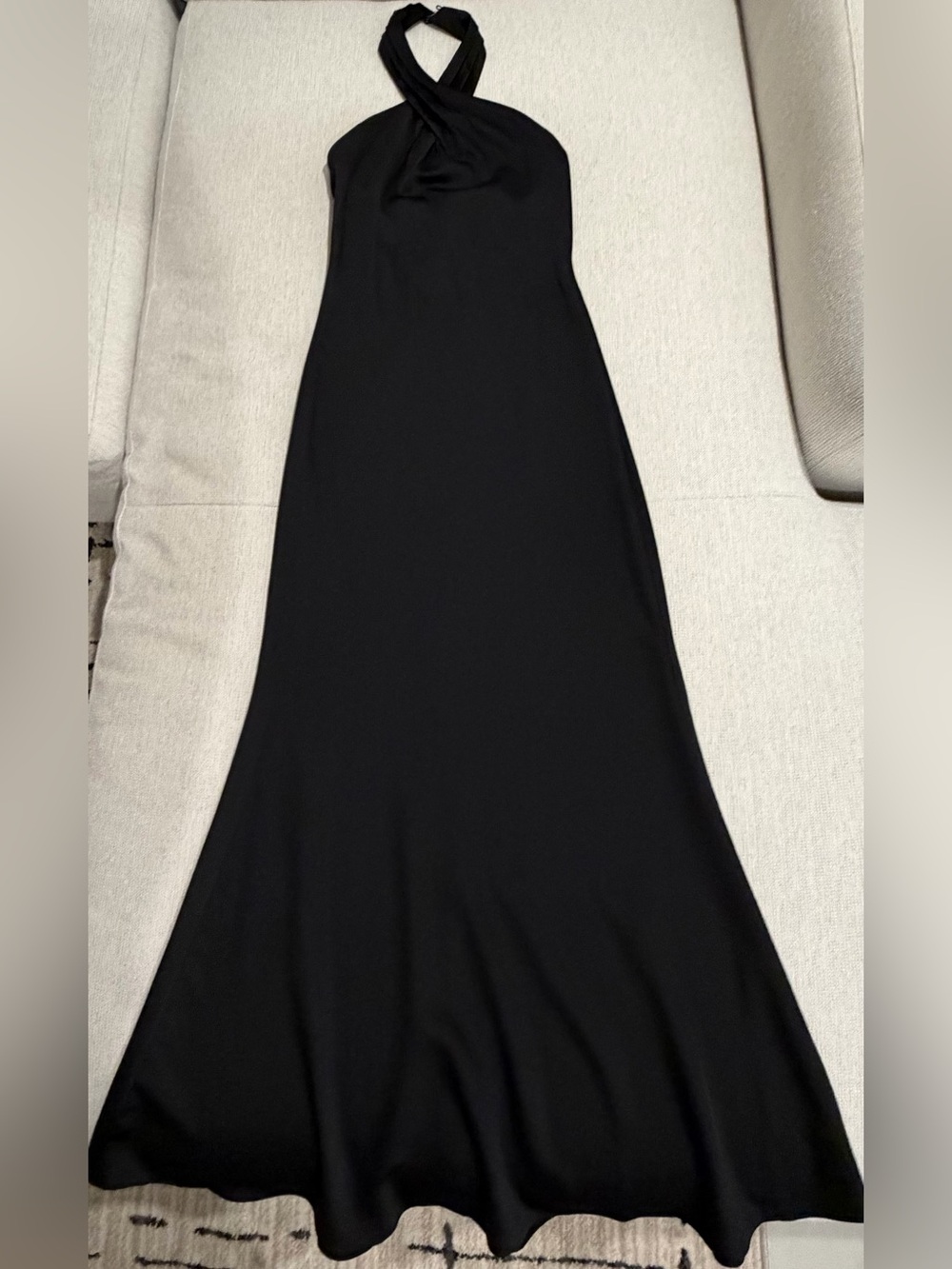 BHLDN Ruby Twist Halter Satin Gown Black Size 4 Anthropologie